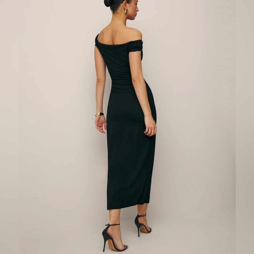 Reformation Black One-Shoulder Midi Dress - Picture 2 of 13